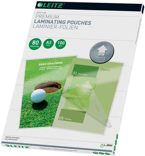 Leitz Ilam pochette à plastifier ft A3, 160 micron (2 x 80 micron), paquet de 100 pièces