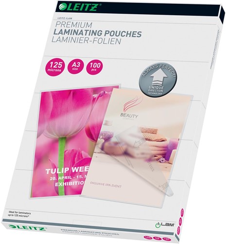 Leitz Ilam pochette à plastifier ft A3, 250 micron (2 x 125 micron), paquet de 100 pièces