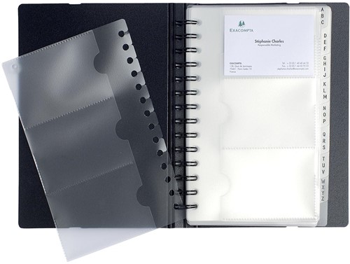 Exacompta Visitekaartenmap Exactive, Ft 20 x 14,5 cm, 120 kaarten, zwart