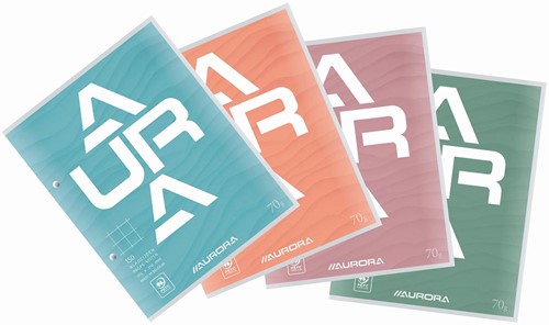Aurora bloc de cours, ft 16,5 x 21 cm, 75 feuilles, 2 trous, quadrillé 10 mm