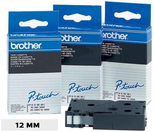 Brother TC tape voor P-Touch 12 mm, zwart op wit 1 Stuk