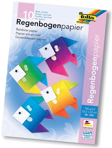 Folia regenboogpapier, 100 g, ft 22 x 32 cm, geassorteerde kleuren, pak van 10 vel