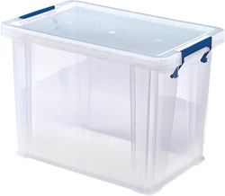 Bankers Box boîte de rangement 18,5 litres, transparent avec poignées bleues, emballée individ. en carton