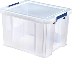 Bankers Box boîte de rangement 36 litres, transparent avec poignées bleues, set de 3 pcs emb en carton