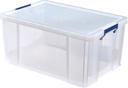 Bankers Box boîte de rangement 70 litres, transparent avec poignées bleues, emballée individ. en carton
