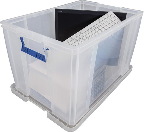 Bankers Box boîte de rangement 85 litres, transparent avec poignées bleues, emballée individ. en carton-2