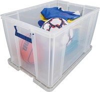 Bankers Box boîte de rangement 85 litres, transparent avec poignées bleues, emballée individ. en carton-3