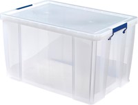 Bankers Box boîte de rangement 85 litres, transparent avec poignées bleues, emballée individ. en carton