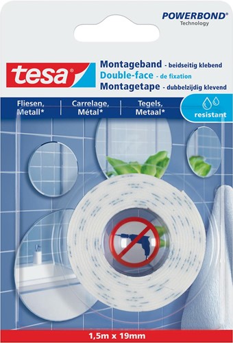 Tesa Powerbond double face de montage Waterproof, 19 mm x 1,5 m