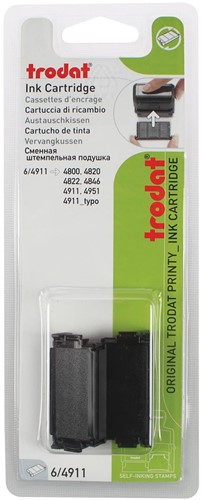 Trodat tampon encreur de rechange noir, pour cachet 4911/4820/4822/4846, blister de 2 pièces