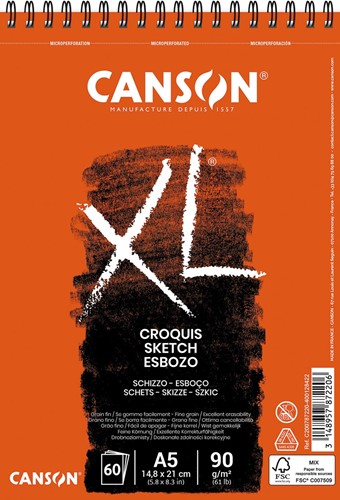 Canson album de croquis XL, ft 14,8 x 21 cm (A5), bloc de 60 feuilles