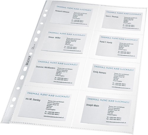 Leitz pochette-coin, ft A4 pour des cartes de visite, en PP, paquet de 10 pièces, perforation 11 trous 10 Stuk