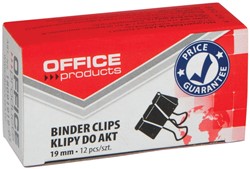 OFFICE products pince foldback, noir, 19 mm, boîte de 12 pièces