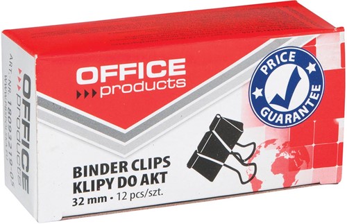 OFFICE products foldbackclip, zwart, 32 mm, doosje van 12 stuks
