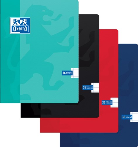 Oxford School cahier, ft A5, 72 pages (36 feuilles), avec marge, ligné, couleurs assorties 1 Stuk