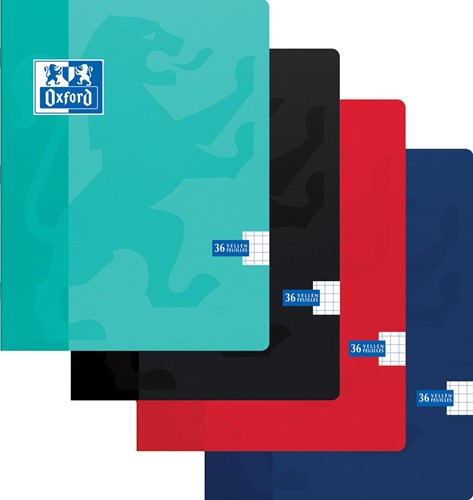 Oxford School cahier, ft A5, 72 pages (36 feuilles), quadrillé 5 mm, couleurs assorties 1 Stuk