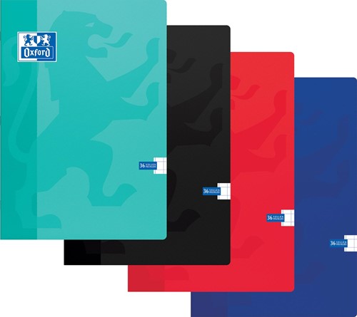 Oxford School cahier, ft A4, 72 pages (36 feuilles), quadrillé 10 mm, couleurs assorties 1 Stuk