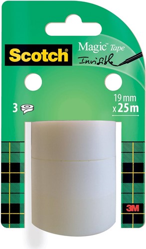 Scotch ruban adhésif Magic Tape, 19 mm x 25 m, 3 rouleaux