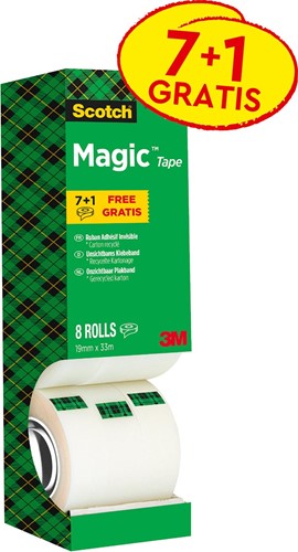 Scotch ruban adhésif Magic Tape, offre spéciale avec 8 rouleaux dont 1 gratuit 8 Stuk