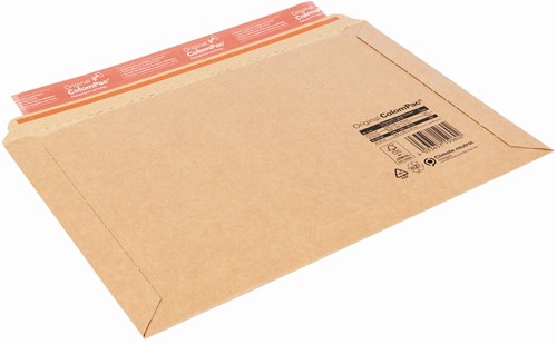 Enveloppe d'expédition à soufflet, bande adhésive sur le côté long, ft 50 x 250 x 360 mm, brun