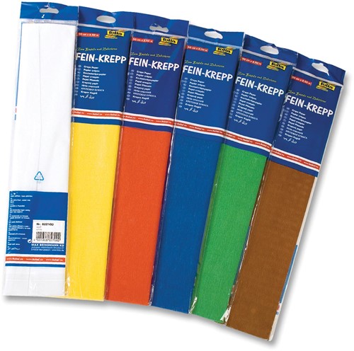 Folia crêpepapier pak van 10 stuks in geassorteerde kleuren: wit, geel, licht oranje, lichtblauw, blau...