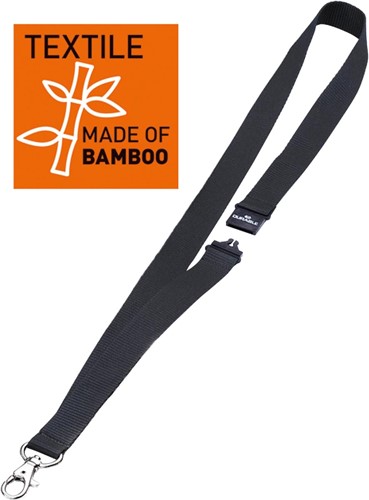Durable lacet textile 20 ECO avec mousqueton, noir, paquet de 10 pièces