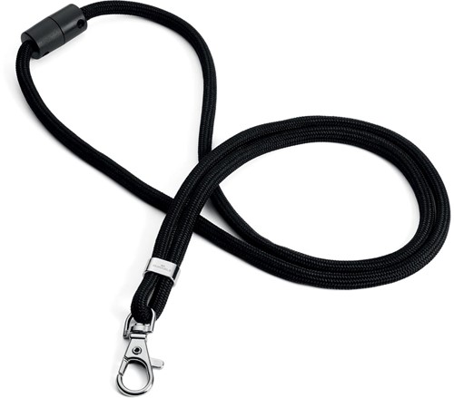 Durable lacet textile RPET, avec mousqueton, noir, paquet de 10 pièces