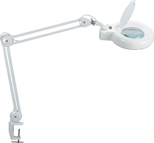 MAULviso loeplamp, LED, met tafelklem 6.3cm, armlengte 2x31cm, 3 dioptrielens, opp 144cm2, wit 1 Stuk
