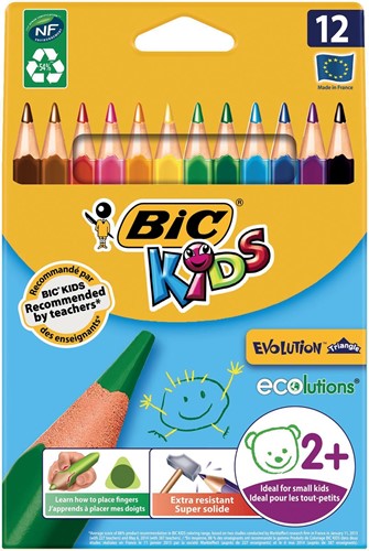 Bic crayon de couleur Ecolutions Evolution Triangl 12 crayons en étui cartonné