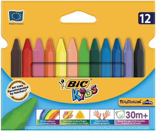 Bic craie à la cire Plastidecor Triangle 12 pièces 12 Stuk