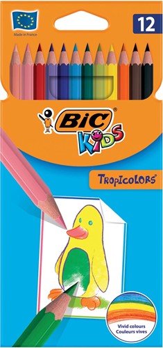 Bic Kids crayon de couleur Tropicolors, 12 crayons en étui cartonné