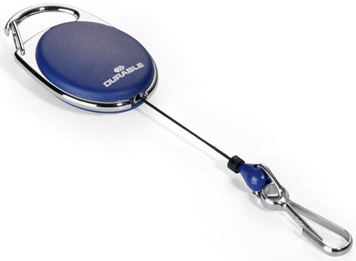 Durable Style enrouleur avec mousqueton, bleu