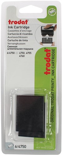 Trodat tampon encreur de rechange noir, pour cachet 4750/4755, blister de 2 pièces