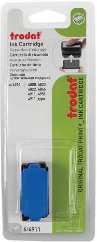 Trodat tampon encreur de rechange bleu, pour cachet 4911/4820/4822/4846, blister de 2 pièces