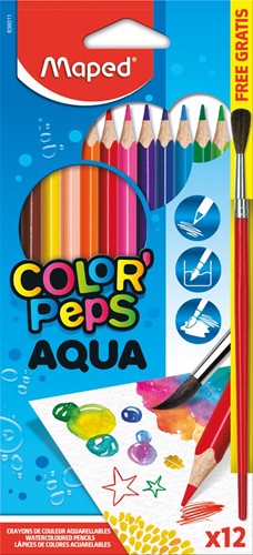 Crayon de couleur aquarellable Color'Peps Aqua 12 crayons