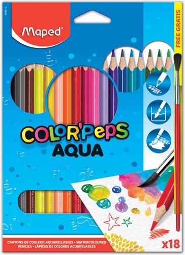 Crayon de couleur aquarellable Color'Peps Aqua 18 crayons