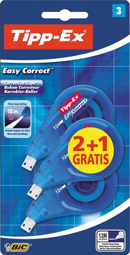 Tipp-Ex correctieroller Easy Correct, blister van 3 stuks (2 + 1 gratis) 3 Stuk