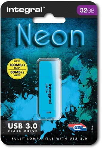Integral Neon clé USB 3.0, 32 Go, bleu