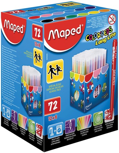 Maped Feutre Color'Peps 72 feutres en boîte cartonnée (classpack)