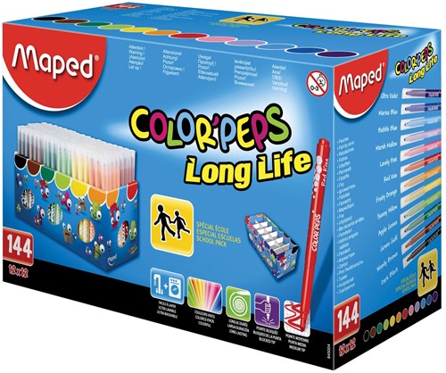 Maped Viltstift Color'Peps 144 stiften in een kartonnen doos (classpack)