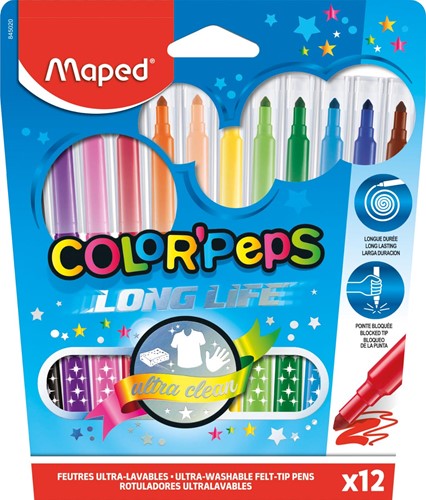Maped Feutre Color'Peps 12 feutres en étui cartonné