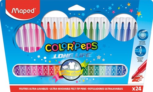 Maped Feutre Color'Peps, 24 feutres en étui cartonné 24 Stuk