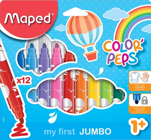 Maped feutre Color'Peps Jumbo Early Age, étui de 12 pièces, assorti 12 Stuk