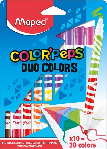 Maped Viltstift Color'Peps Duo, blister met 10 stuks 10 Stuk