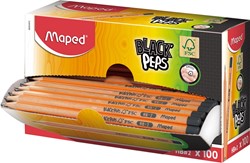 Maped crayon Black'Peps HB, sans gomme, boîte de présentoir cartonné de 100 pièces