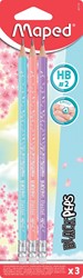 Maped crayon Black'Peps Pastel, avec gomme, blister de 3 pièces