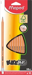 Maped Black'Peps crayon HB, avec gomme, étui brochable cartonné de 10 pièces