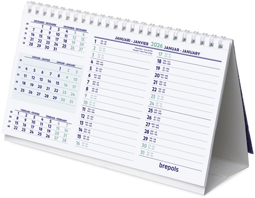 Brepols bureaukalender, horizontaal, 2026
