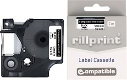 Rillprint ruban D1 compatible pour Dymo 45010, 12 mm, noir sur transparent