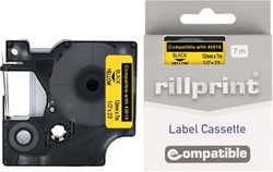 Rillprint ruban D1 compatible pour Dymo 45018, 12 mm, noir sur jaune